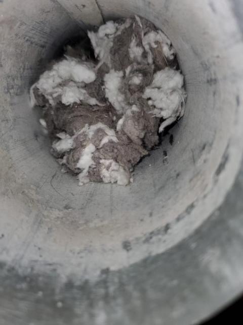 A clog inside a dryer vent in Toronto