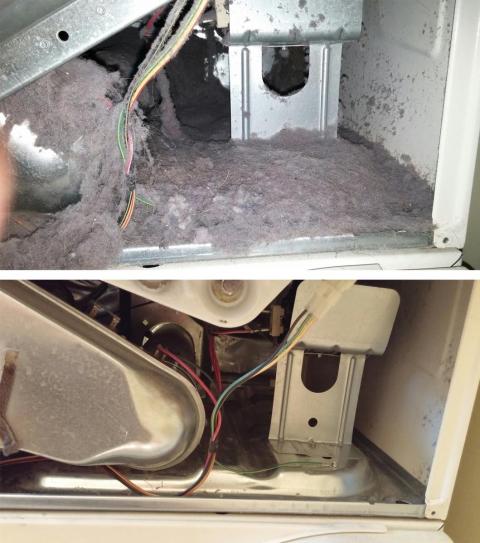 Before and after clothes dryer and dryer vent cleaning in Toronto
