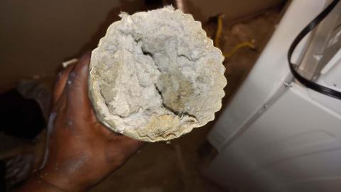 Badly clogged dryer vent needing a dryer vent cleaning